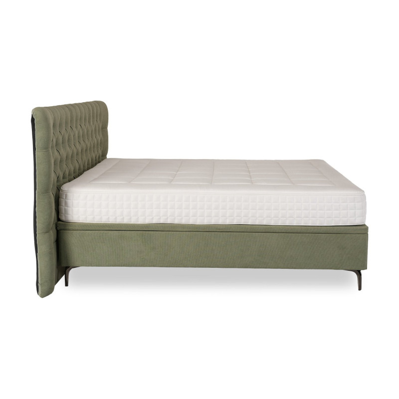 Queen size upholstered platform bed with tufted headboard