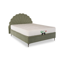 Adjustable slatted bed frame with massage