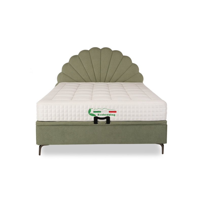 Adjustable slatted bed frame with massage