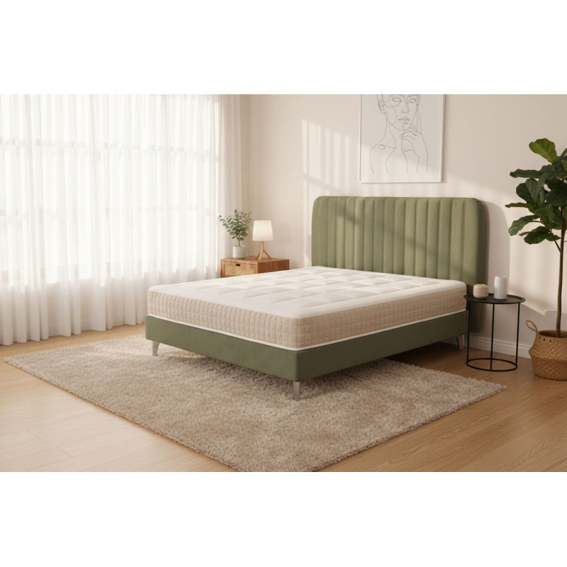 Modern velvet upholstered double bed