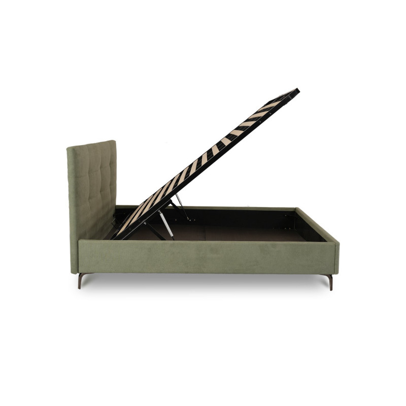 Classic wooden sleigh bed with carved headboard