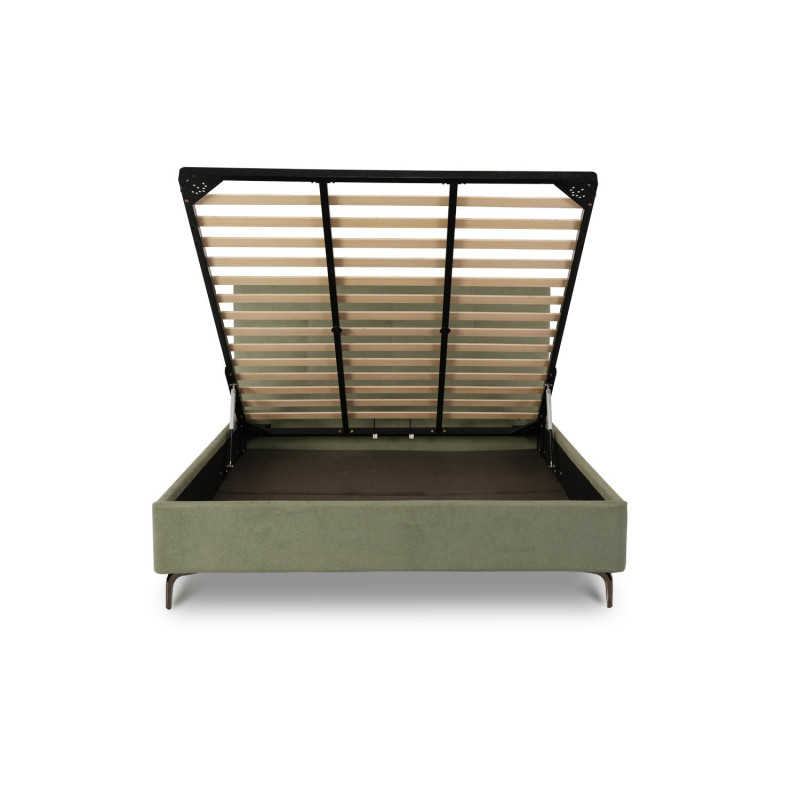 Classic wooden sleigh bed with carved headboard