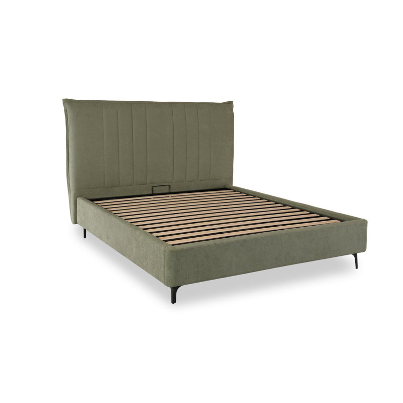 Industrial iron frame queen bed with wooden panels
