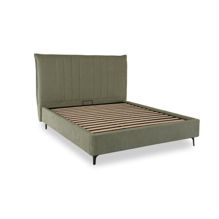 Industrial iron frame queen bed with wooden panels