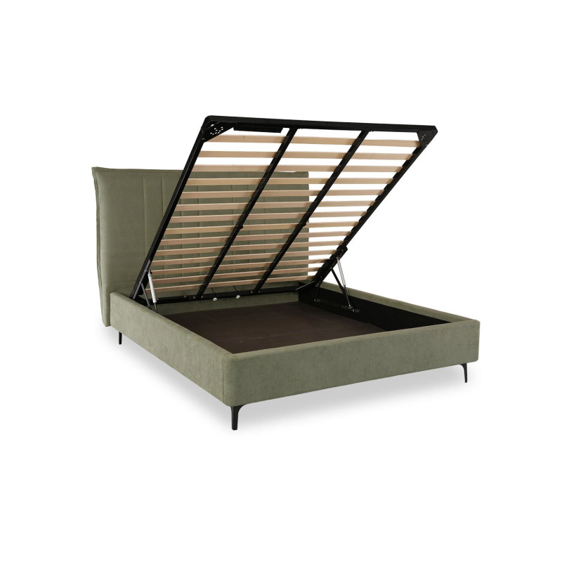 Industrial iron frame queen bed with wooden panels