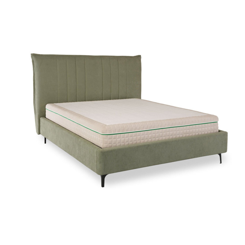 Industrial iron frame queen bed with wooden panels