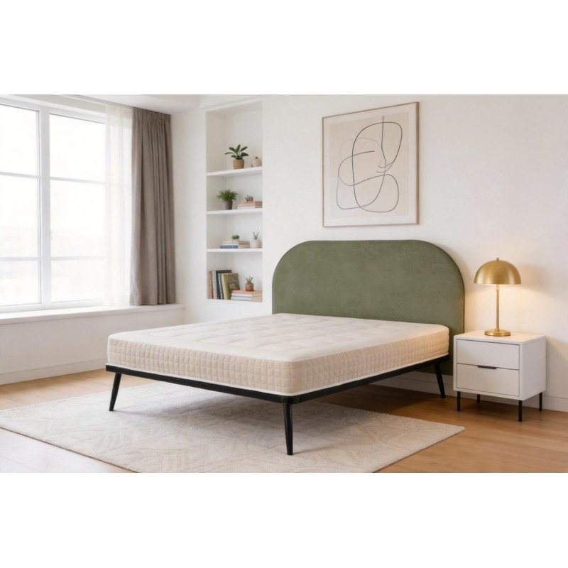 Rounded corner electric slatted frame solid wood bed