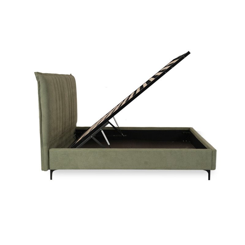 Industrial iron frame queen bed with wooden panels