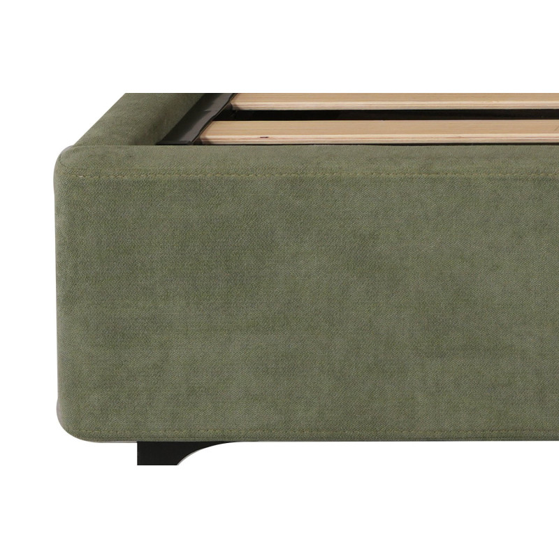 Industrial iron frame queen bed with wooden panels