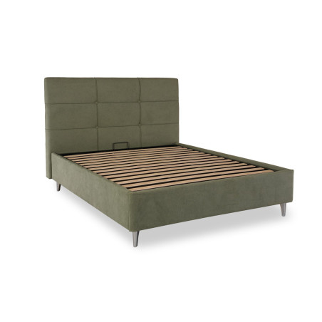 Low profile platform bed with walnut finish