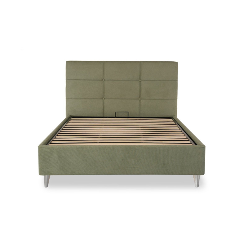 Low profile platform bed with walnut finish