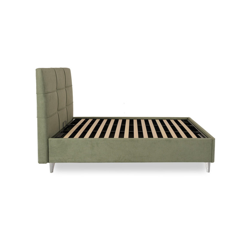 Low profile platform bed with walnut finish