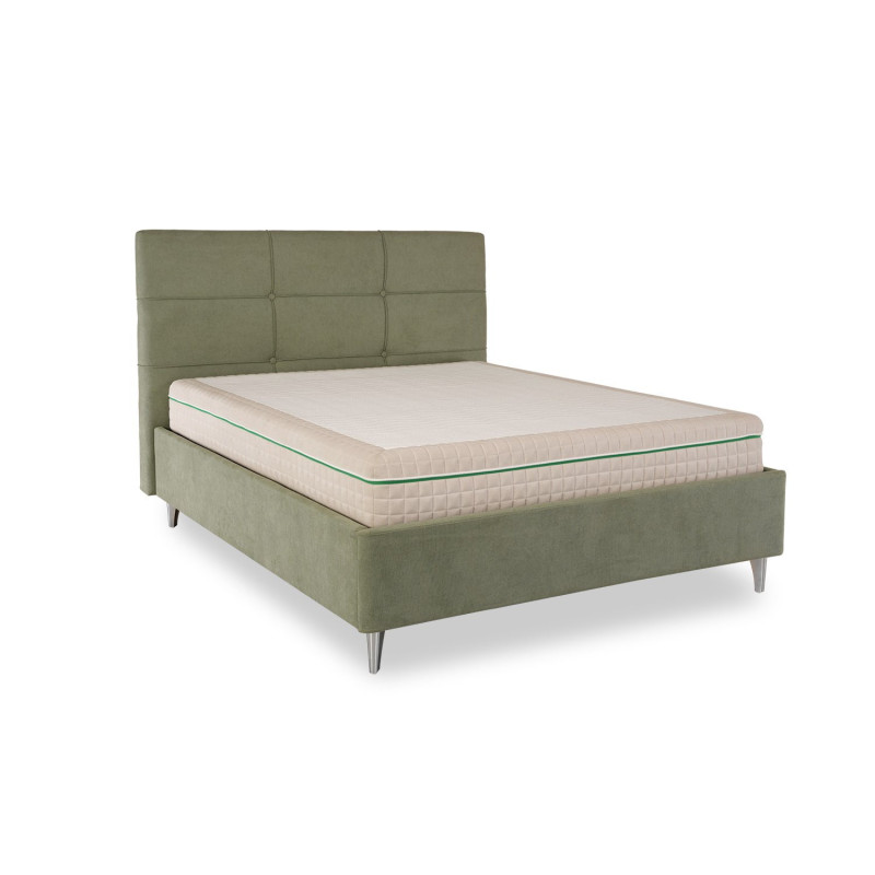 Low profile platform bed with walnut finish