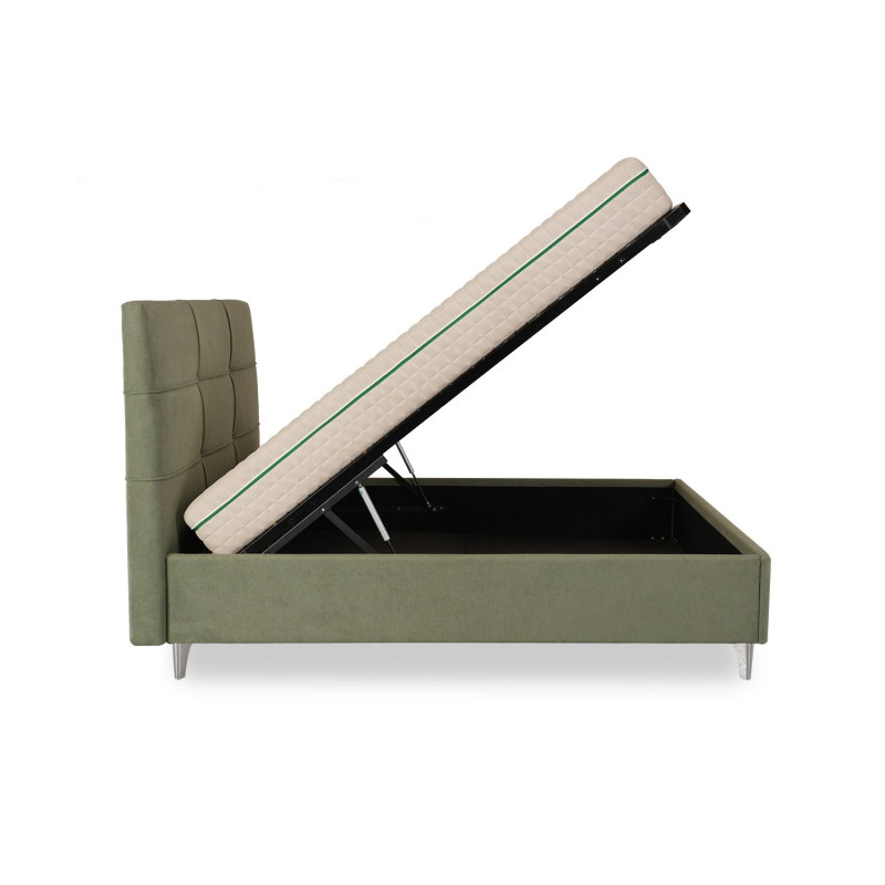 Low profile platform bed with walnut finish