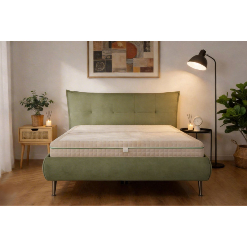 Scandinavian minimalist oak frame double bed