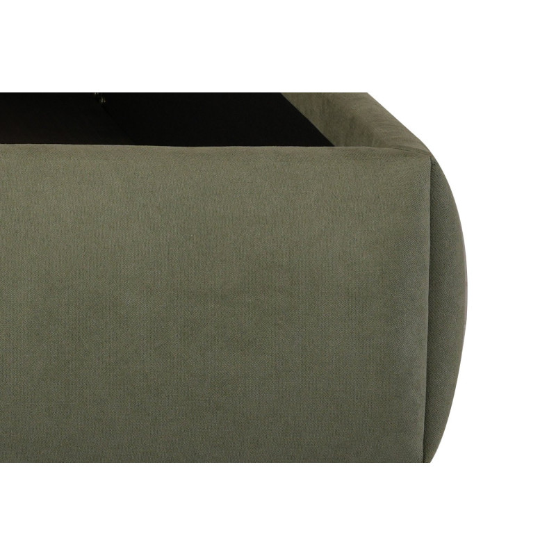 Modern slatted bed with upholstered headboard and storage